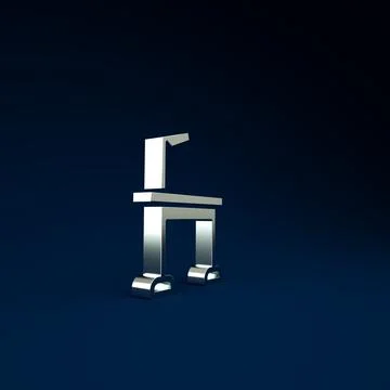 Silver Pet grooming table icon isolated on blue background. Minimalism concep Illustrazione stock