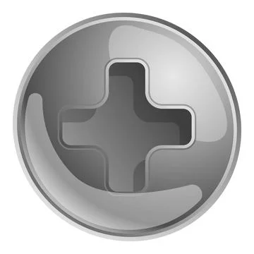 Silver phillips screw head icon, cartoon style Stock Illustration