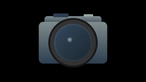 Silver Photographic Camera Icon with Smoothly Opening and Closing Lens Aper.. Stock-Footage 346006833
