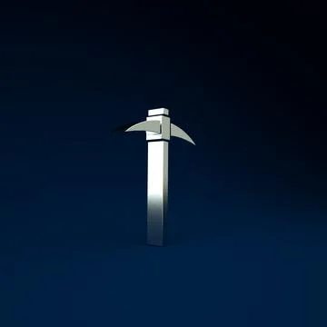 Silver Pickaxe icon isolated on blue background. Blockchain technology, crypt Ilustración de archivo