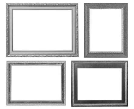 Silver picture frame set isolated on white background. Stock-Fotos