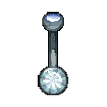 Silver piercing ring pixel art vector illustration イラスト素材
