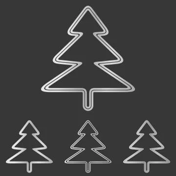 Silver pine tree logo design set Иллюстрация