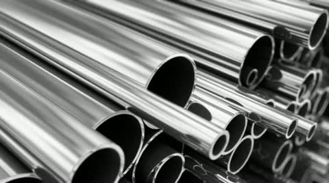 Silver pipes  stack. Stock Footage 21484441