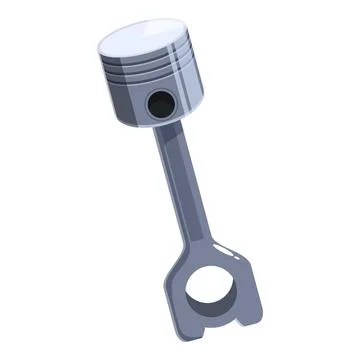 Silver piston engine part converting pressure into reciprocating motion Illustrazione stock