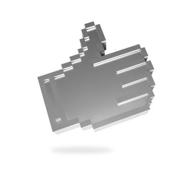 Silver pixel hand showing thumb Stock Illustration