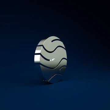 Silver Planet icon isolated on blue background. Minimalism concept. 3d illust Stock Illustration