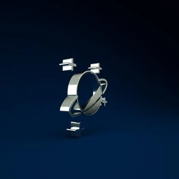 Silver Planet icon isolated on blue background. Minimalism concept. 3d illust Stock Illustration