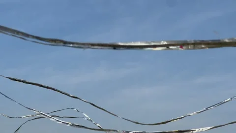 Silver plastic flag blowing 스톡 동영상 306128548