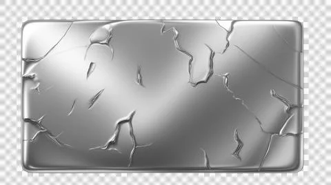 Silver plate with cracks, realistic rectangle metallic background with brok.. Stock Illustration