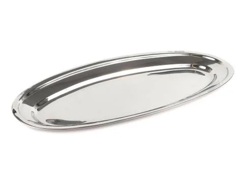 Silver platter on white backround Stock Photos