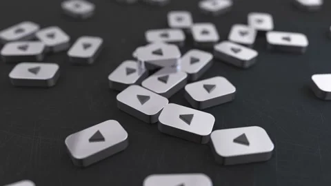 Silver Play Button YouTube Stock-Footage 143565896