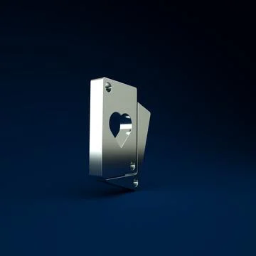 Silver Playing card icon isolated on blue background. Minimalism concept. 3d  Stock Illustration