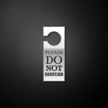 Silver Please do not disturb icon isolated on black background. Hotel Door Illustrazione stock