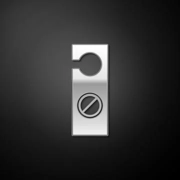 Silver Please do not disturb icon isolated on black background. Hotel Door Stock Illustration