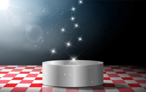 Silver podium with spotlight on the stage Stock Illustration