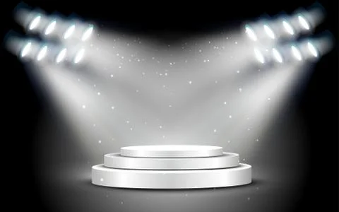 Silver podium with spotlight on in the studio room Stock Illustration