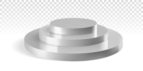 Silver podium three round steps vector 3D mockup Illustrazione stock