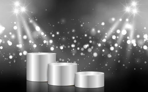 Silver podium with white light in the studio room Stock Illustration