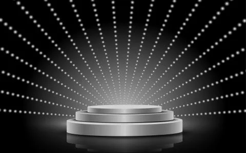 Silver podium with white light in the studio room Stock Illustration