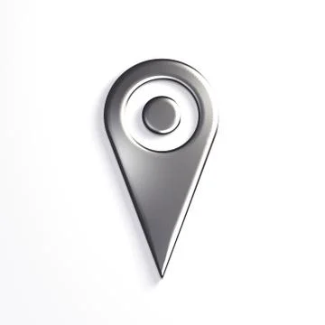 Silver Pointer Pin Icon for Map. 3D Render illustration Illustrazione stock
