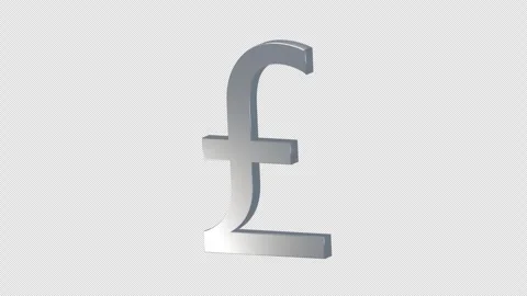 Silver Pound Currency Symbol Floating on Transparent Background Stock Footage 346712013