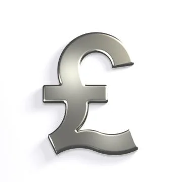 Silver Pound Symbol. 3D Render Illustration Stock Illustration