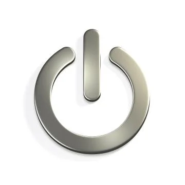 Silver Power Button Computer. 3D Render Illustration Stock Photos