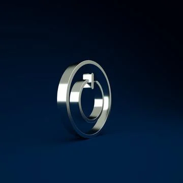 Silver Power button icon isolated on blue background. Start sign. Minimalism  Stock Illustration