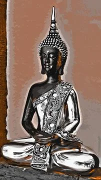 Silver praying buddha Stock Photos