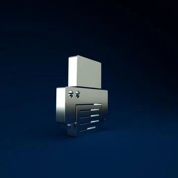 Silver Printer icon isolated on blue background. Minimalism concept. 3d illus Stock Illustration