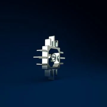 Silver Processor icon isolated on blue background. CPU, central processing un イラスト素材