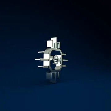 Silver Processor icon isolated on blue background. CPU, central processing un イラスト素材