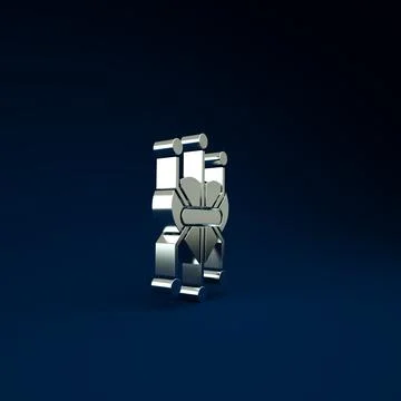 Silver Processor icon isolated on blue background. CPU, central processing un 스톡 일러스트