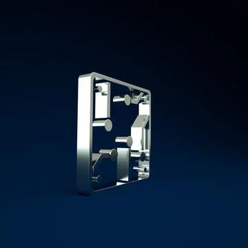 Silver Processor icon isolated on blue background. CPU, central processing un 스톡 일러스트