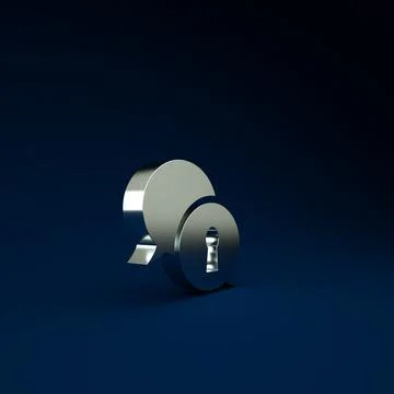 Silver Protection of personal data icon isolated on blue background. Speech b Stock Illustration