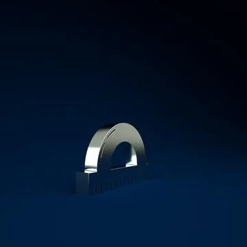 Silver Protractor grid for measuring degrees icon isolated on blue background Stock Illustration