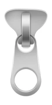 Silver puller clasp. Realistic metal zipper clasp Stock Illustration