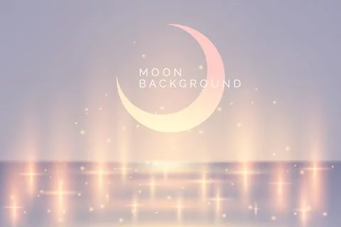 Silver purple white background with luminous elements and crescent moon 스톡 일러스트