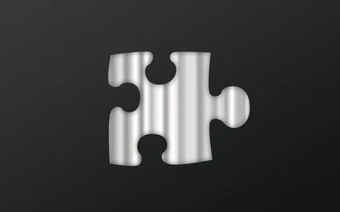 Silver puzzle piece on black background. 3D illustration. 3D rendering. Stock Photos