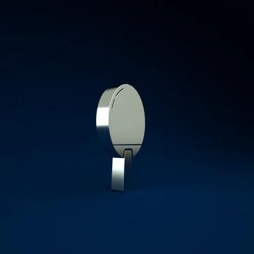 Silver Racket for playing table tennis icon isolated on blue background. Mini Illustrazione stock