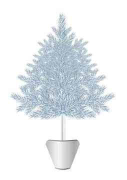 Silver realistic christmas tree, vector illustration Stock Illustration