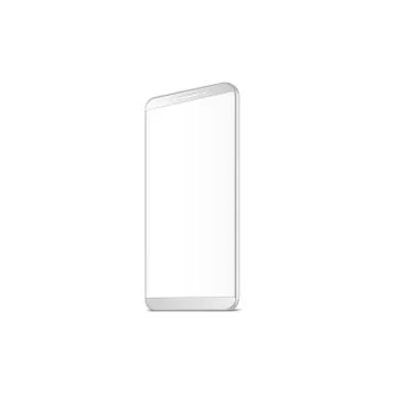 Silver realistic smartphone with blank screen Isolated on white background Stock Illustration