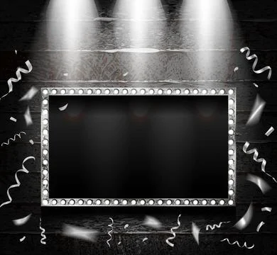 Silver rectangular retro frame 스톡 일러스트