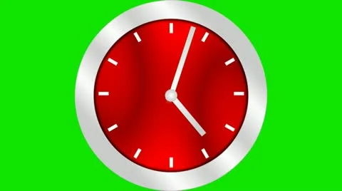 Silver Red Modern Round Clock Time Lapse Chroma Green Background Stock Footage 11330103