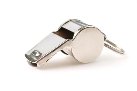 Silver referee whistle Stock Photos