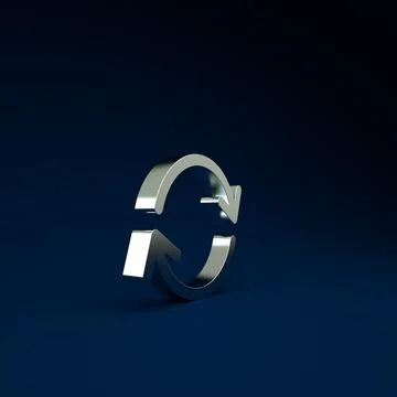 Silver Refresh icon isolated on blue background. Reload symbol. Rotation arro Stock Illustration