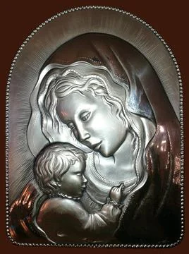 Silver religious frame Stock Photos