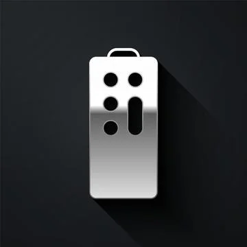 Silver Remote control icon isolated on black background. Long shadow style. V Illustrazione stock
