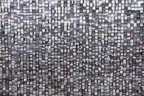 Silver retro mosaic square for texture background. Stock Photos